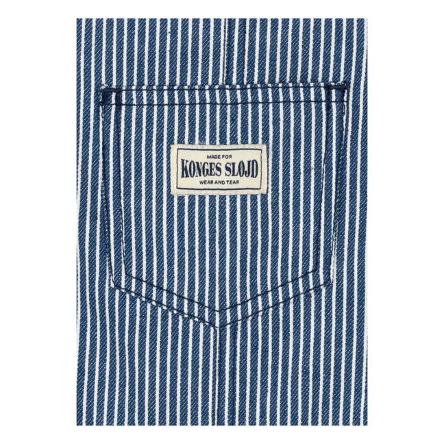 Luc Striped Organic Cotton Short Dungarees | Blue