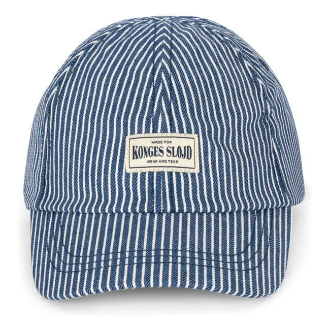 Casquette Luc Rayée Coton Bio | Bleu