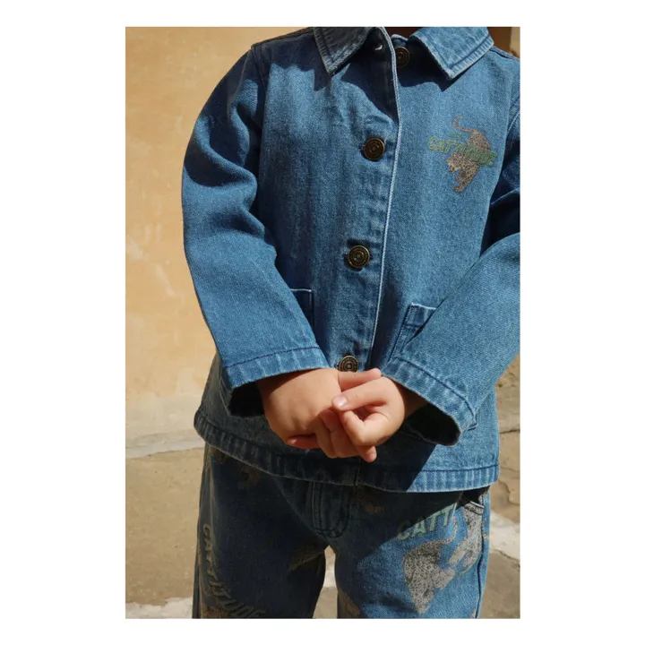 Jean Magot Guépards Coton Bio | Bleu- Image produit n°1