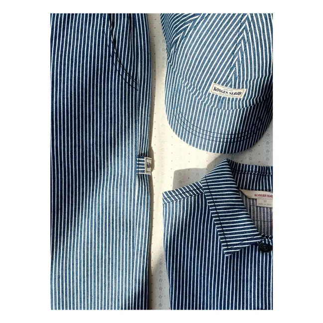 Luc Striped Organic Cotton Cap | Blue