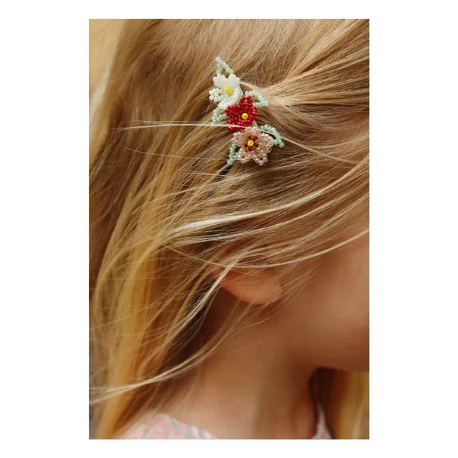 Barrette Fleurie | Vert d'eau