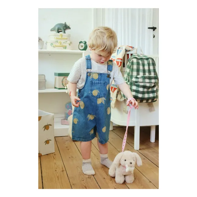 Salopette Courte Denim Magot Citrons Coton Bio | Bleu