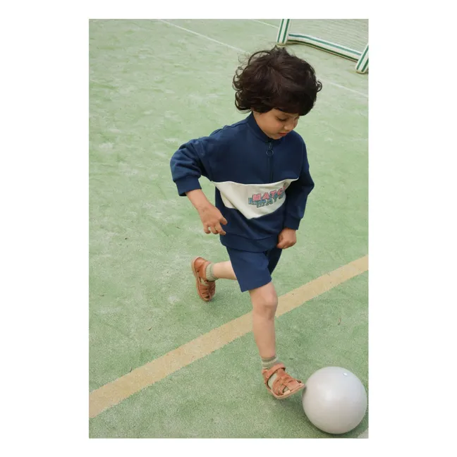 Sweat Zippé Lou Coton Bio | Bleu foncé