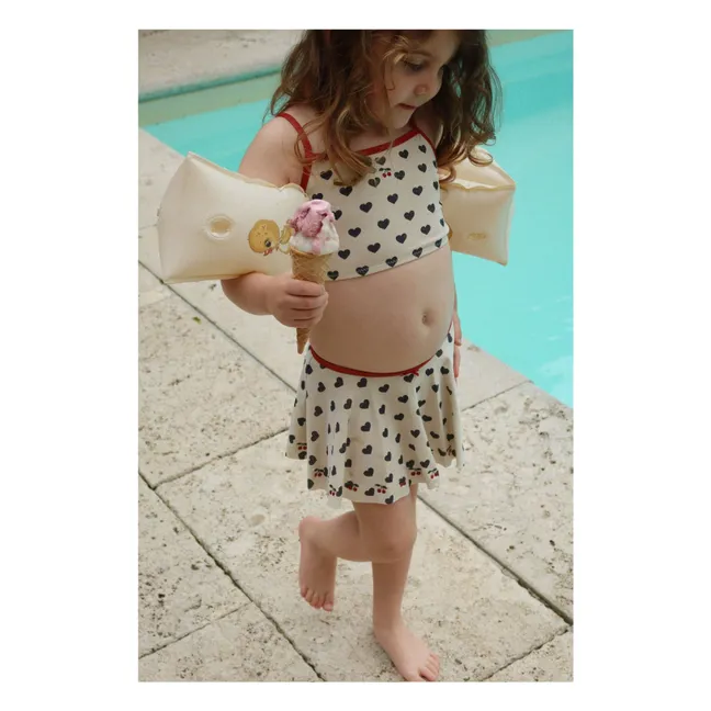 Maillot de Bain Jupe Pailleté Manon Cœurs | Ecru