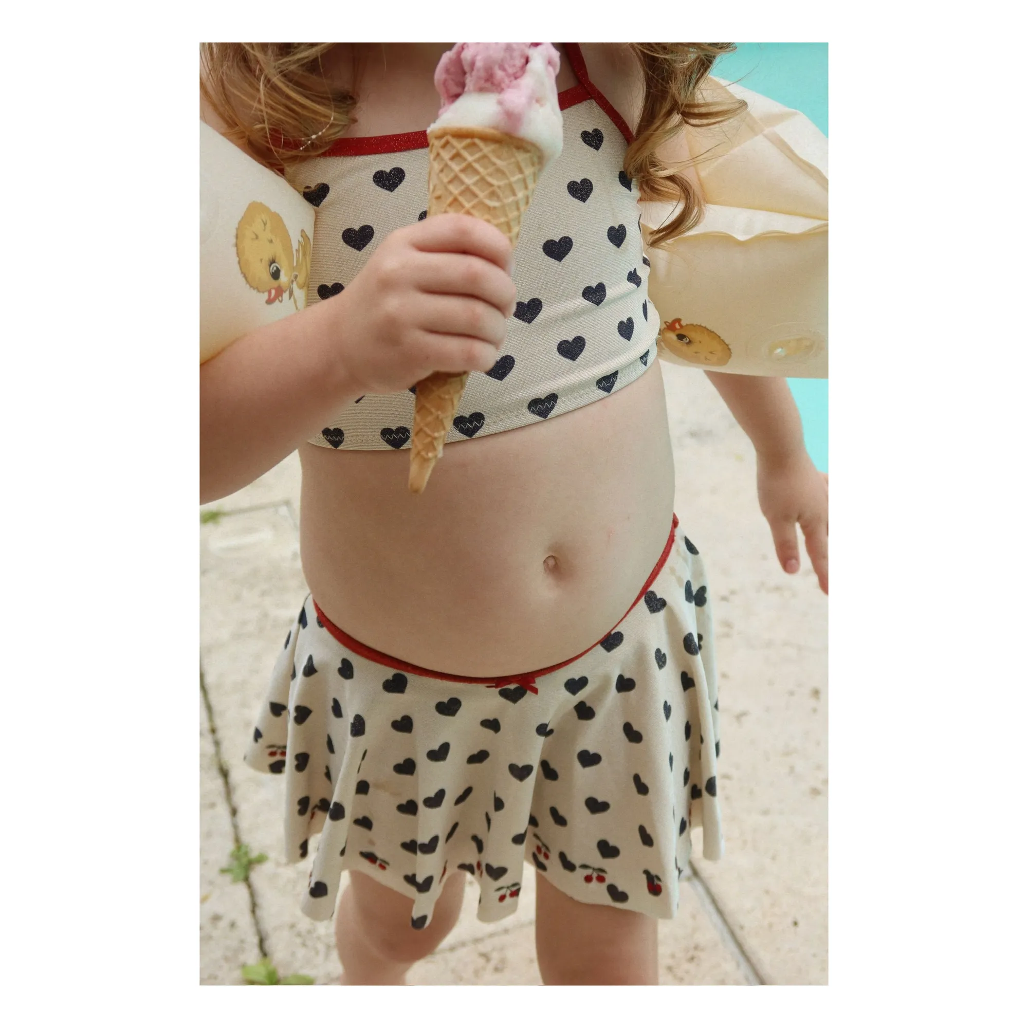 Traje de baño con falda de lentejuelas Manon Hearts | Crudo- Imagen del producto n°1