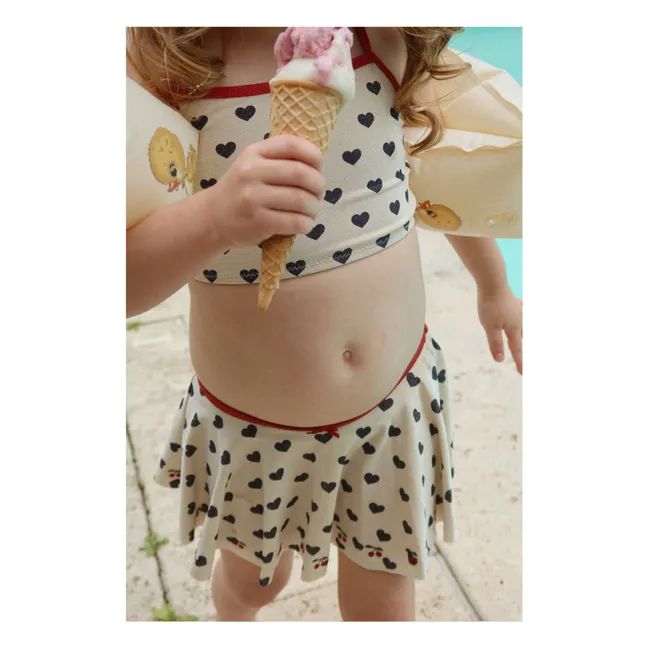 Maillot de Bain Jupe Pailleté Manon Cœurs | Ecru