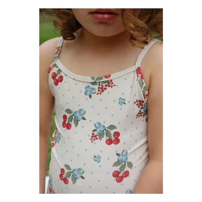 Costume da bagno in fibra riciclata Frago Cherry | Ecru