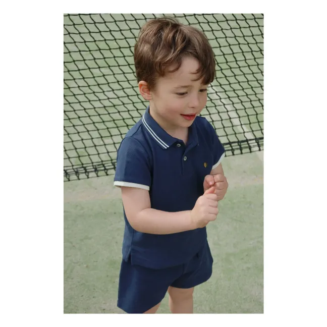 Florian organic cotton polo shirt | Navy blue