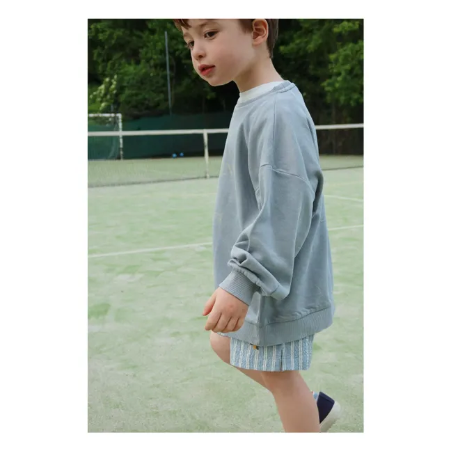 Short Elliot Rayé Coton Bio | Bleu