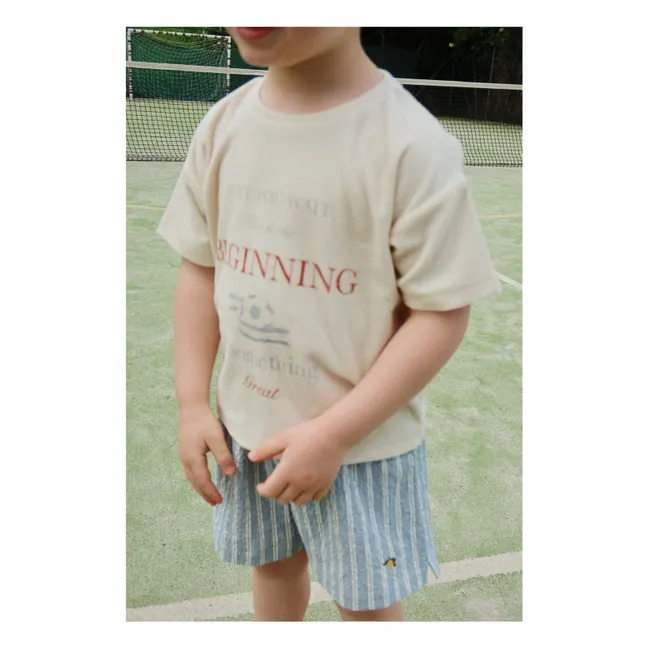 Short Elliot Rayé Coton Bio | Bleu