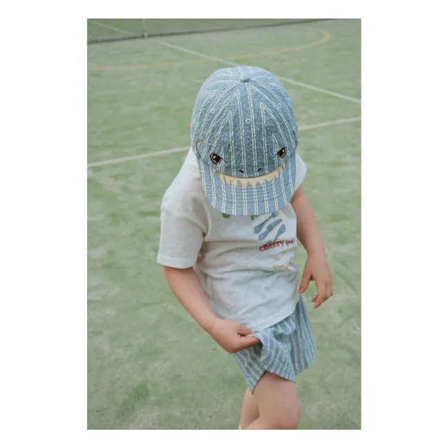 Cappellino Elliot a righe in cotone biologico | Blu