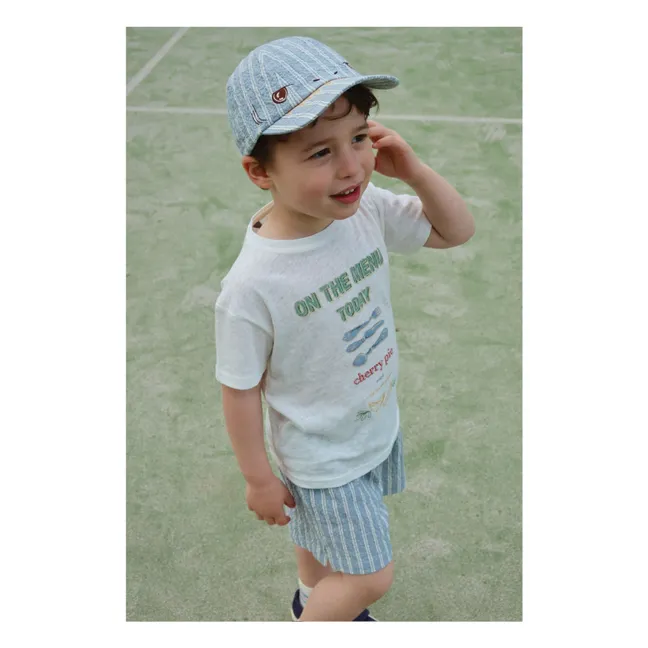 Elliot organic cotton striped cap | Blue