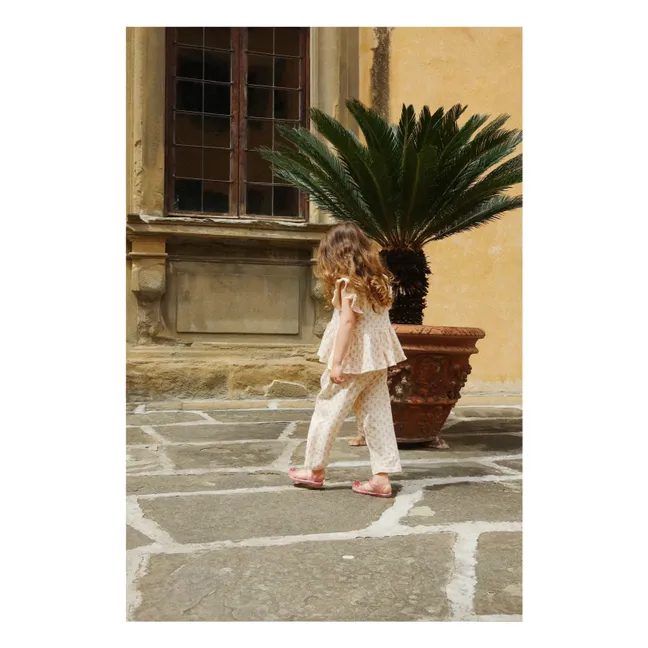 Camiseta con volantes de algodón ecológico Coco | Rosa Pálido