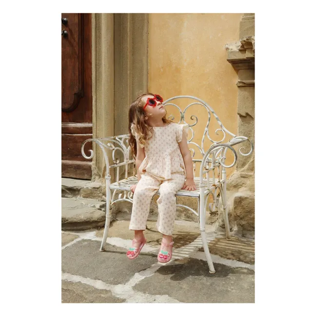 Camiseta con volantes de algodón ecológico Coco | Rosa Pálido