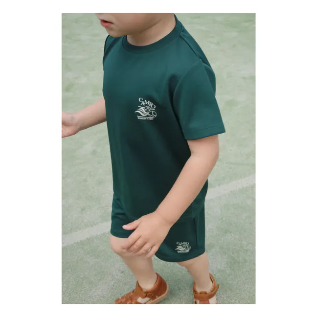 Conjunto de camiseta y pantalón corto de fibra reciclada Bolt | Verde Oscuro