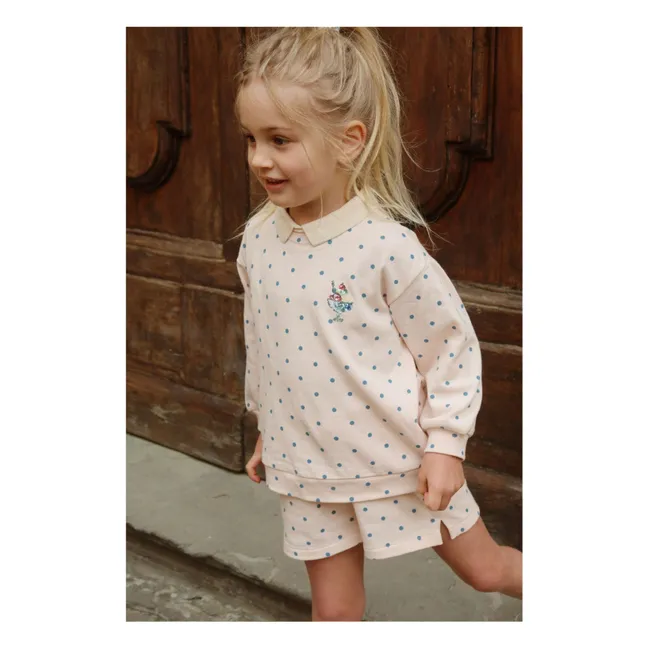 Short Sweat Spotty Pois Coton Bio | Pale Pink