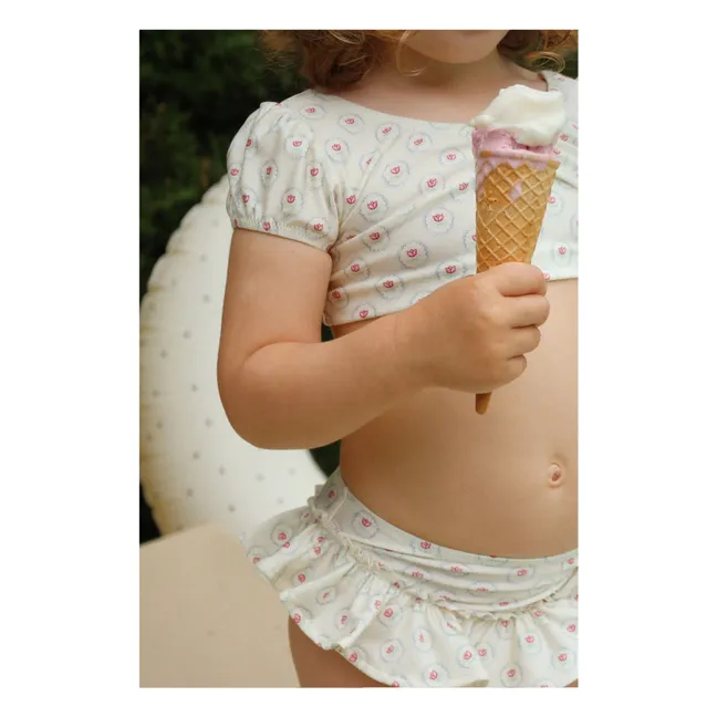 Maillot de Bain Volants Malti Fibres Recyclées | Ecru