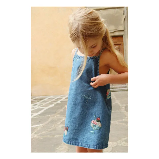 Sequined Denim Dress Magot Glaces Organic Cotton | Blue