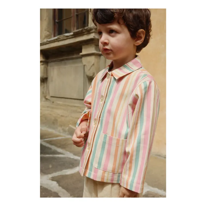 Chaqueta Frankie de algodón orgánico a rayas | Rosa- Imagen del producto n°1