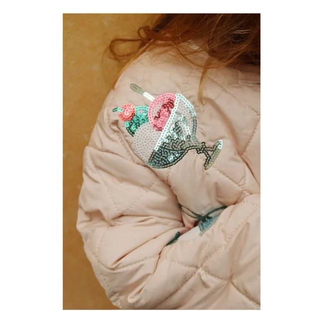 Chaqueta acolchada de lentejuelas Flora Glaces | Rosa Pálido