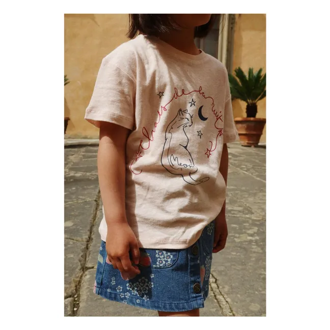 Camiseta Era Chat Lino y algodón orgánico | Rosa