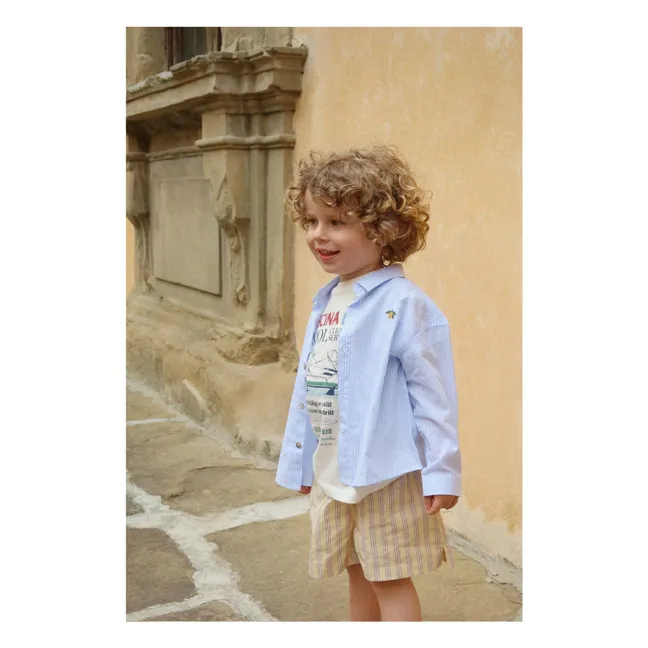 Chemise Wes Rayée Citron Coton Bio | Bleu