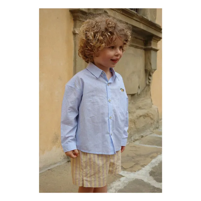 Chemise Wes Rayée Citron Coton Bio | Bleu