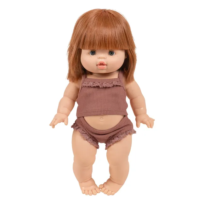 Muñeca con ojos dormilones Capucine en conjunto de punto elástico