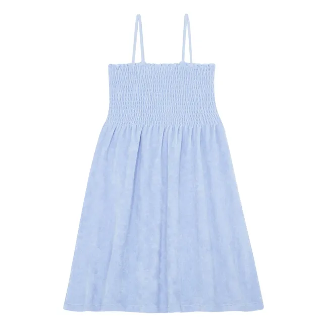 Organic Terry Smock Short Dress | Ice blue