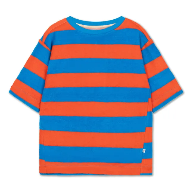 Striped Organic Cotton Terry T-Shirt | Red