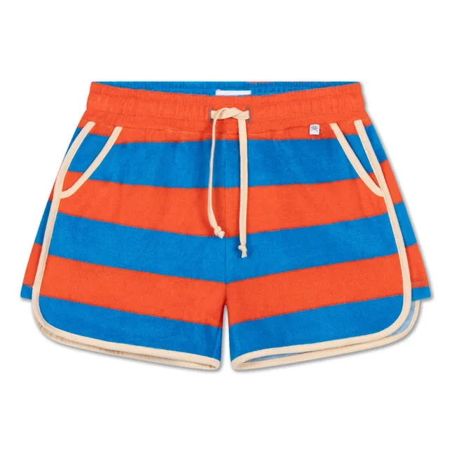 Short Jogger Eponge Rayé Coton Bio | Rouge