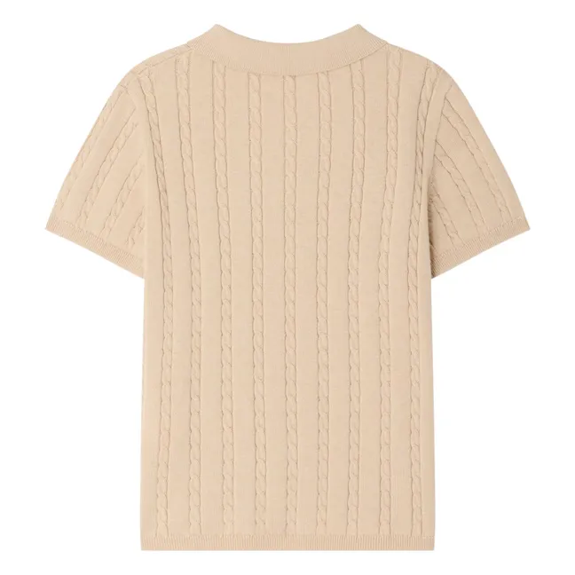 Polo de canalé de punto fino Elendir | Beige chiné