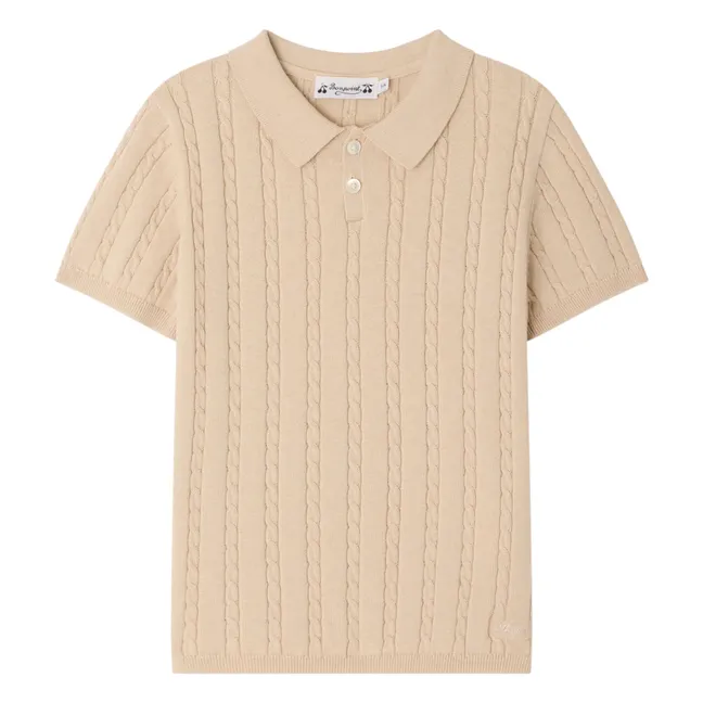 Polo de canalé de punto fino Elendir | Beige chiné