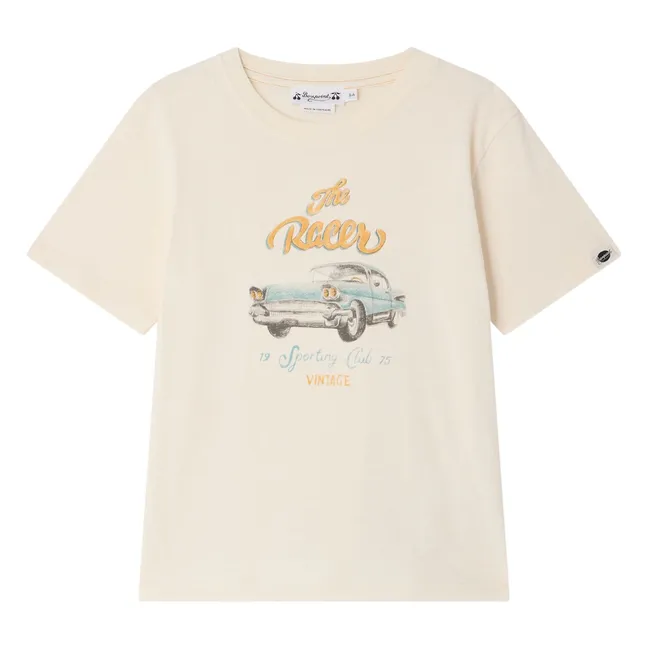 Camiseta Thibald Car Algodón orgánico | Marfil