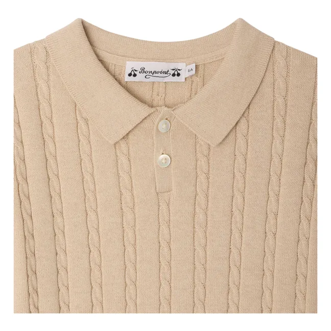 Polo Maille Fine Côtelé Elendir | Beige chiné