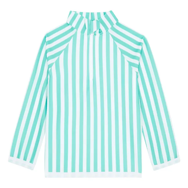 Anti-UV Saline Striped T-shirt | Turquoise