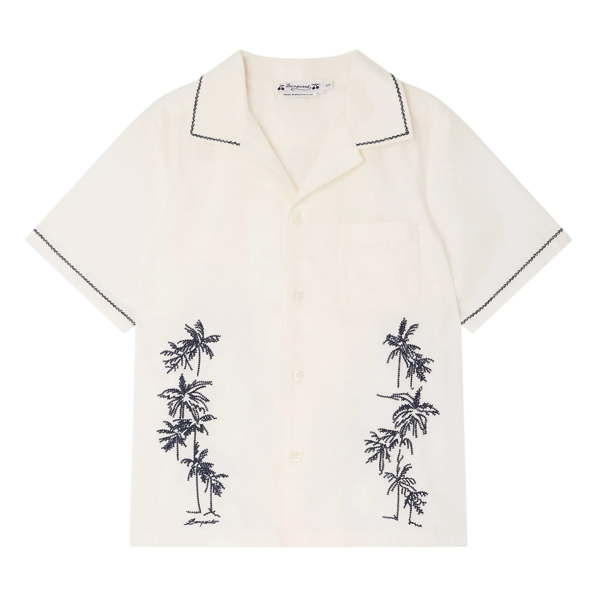 Bonpoint Boys Cream Steve Embroidered Shirt Organic Cotton