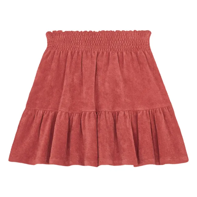 Organic Towelling Smock Short Skirt | Terracotta