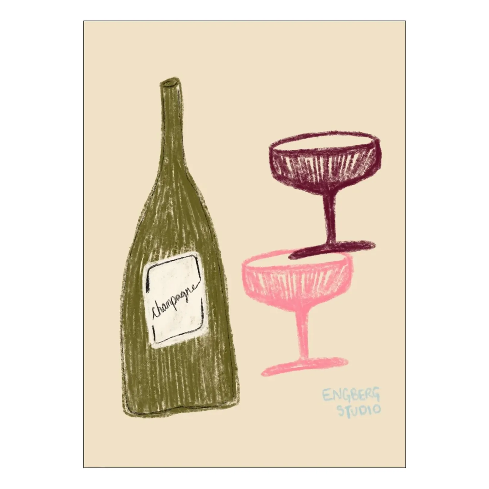 Poster And Frame Women's Multicoloured Champagne With The Poster