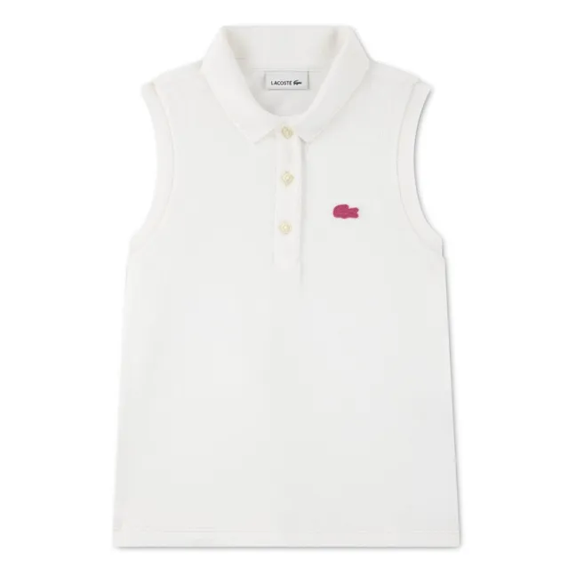 Polo sin mangas con logotipo de algodón orgánico | Blanco Roto