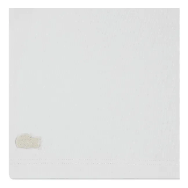 T-shirt L Col Contrasté Coton Bio | Blanc cassé