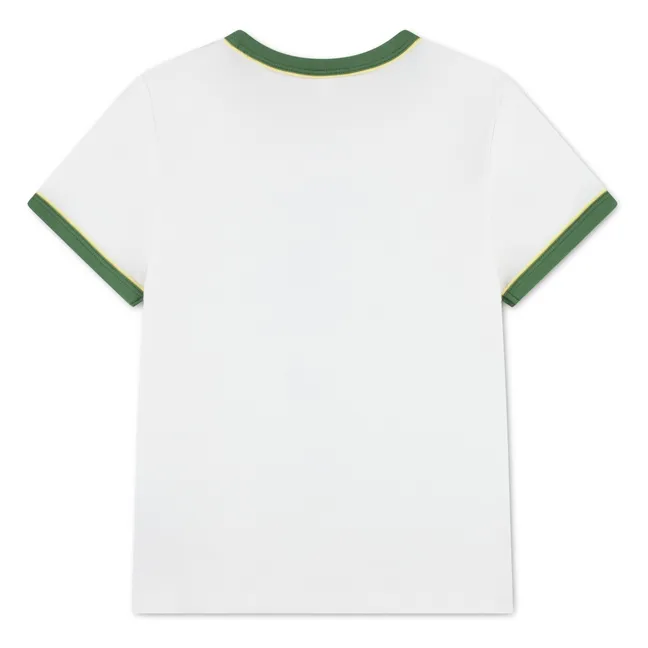 T-shirt Tennis Bords Contrastés Coton Bio | Blanc cassé