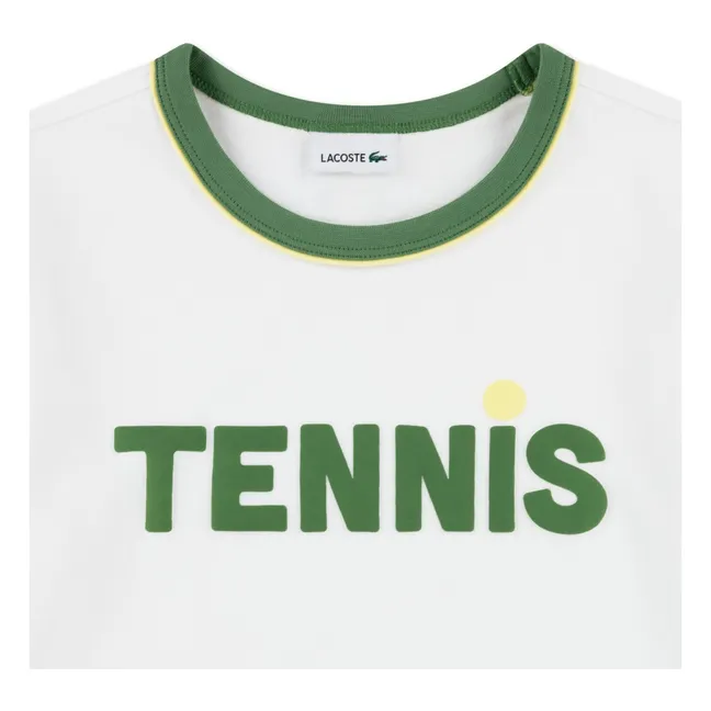 T-shirt Tennis Bords Contrastés Coton Bio | Blanc cassé