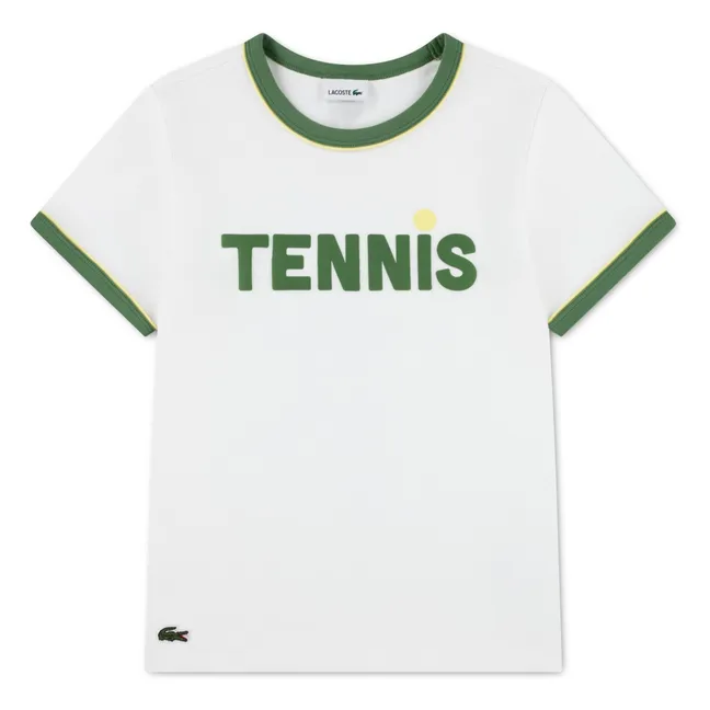 T-shirt Tennis Bords Contrastés Coton Bio | Blanc cassé