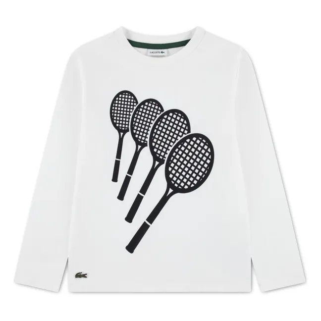 T-shirt Raquettes de Tennis Coton Bio | Blanc cassé