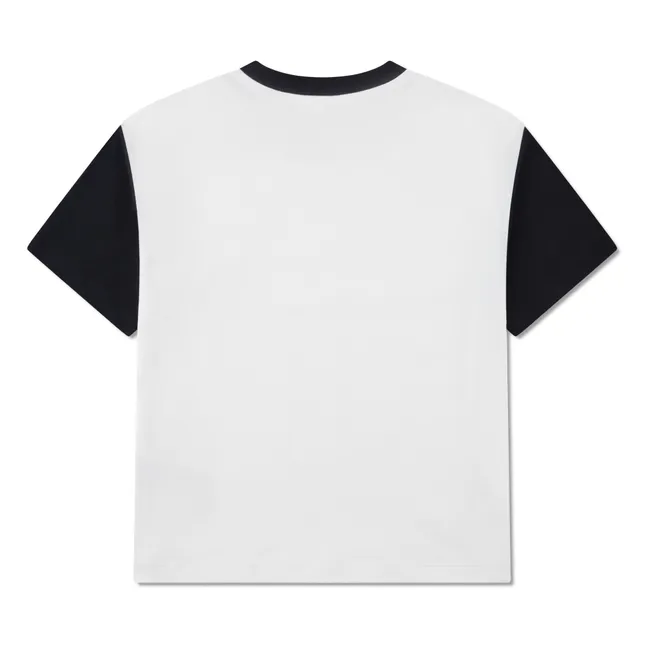 Camiseta de manga contrastada con logotipo de algodón orgánico | Blanco Roto