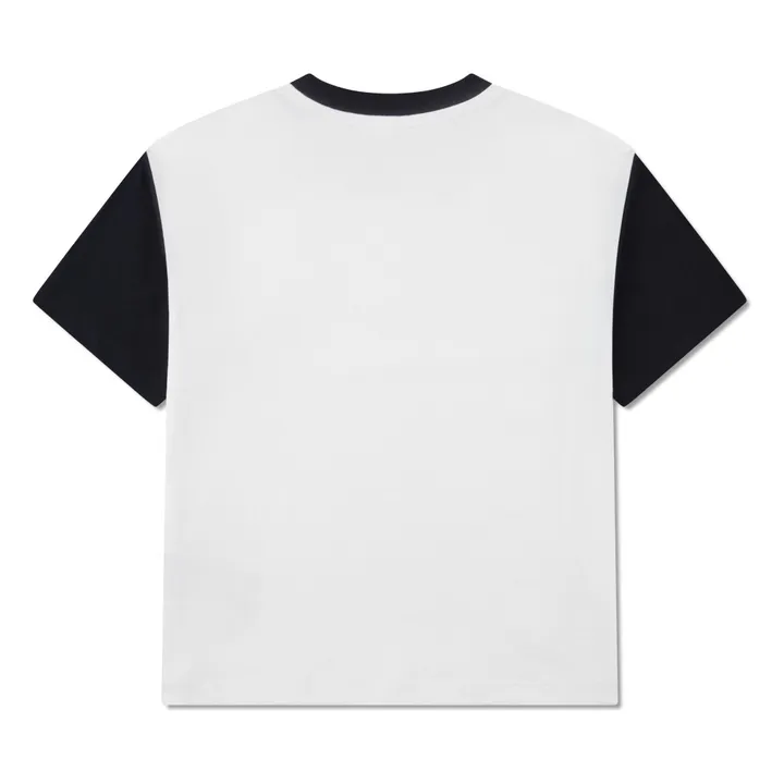 Camiseta de manga contrastada con logotipo de algodón orgánico | Blanco Roto- Imagen del producto n°2