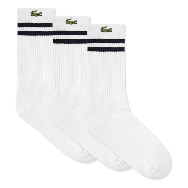 Lot de 3 Paires de Chaussettes Logo Coton Bio | Blanc