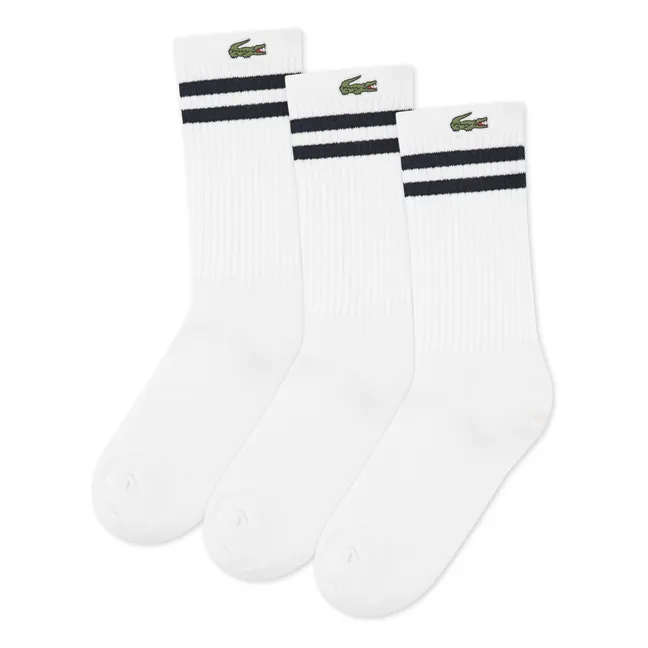 Lot de 3 Paires de Chaussettes Logo Coton Bio | Blanc