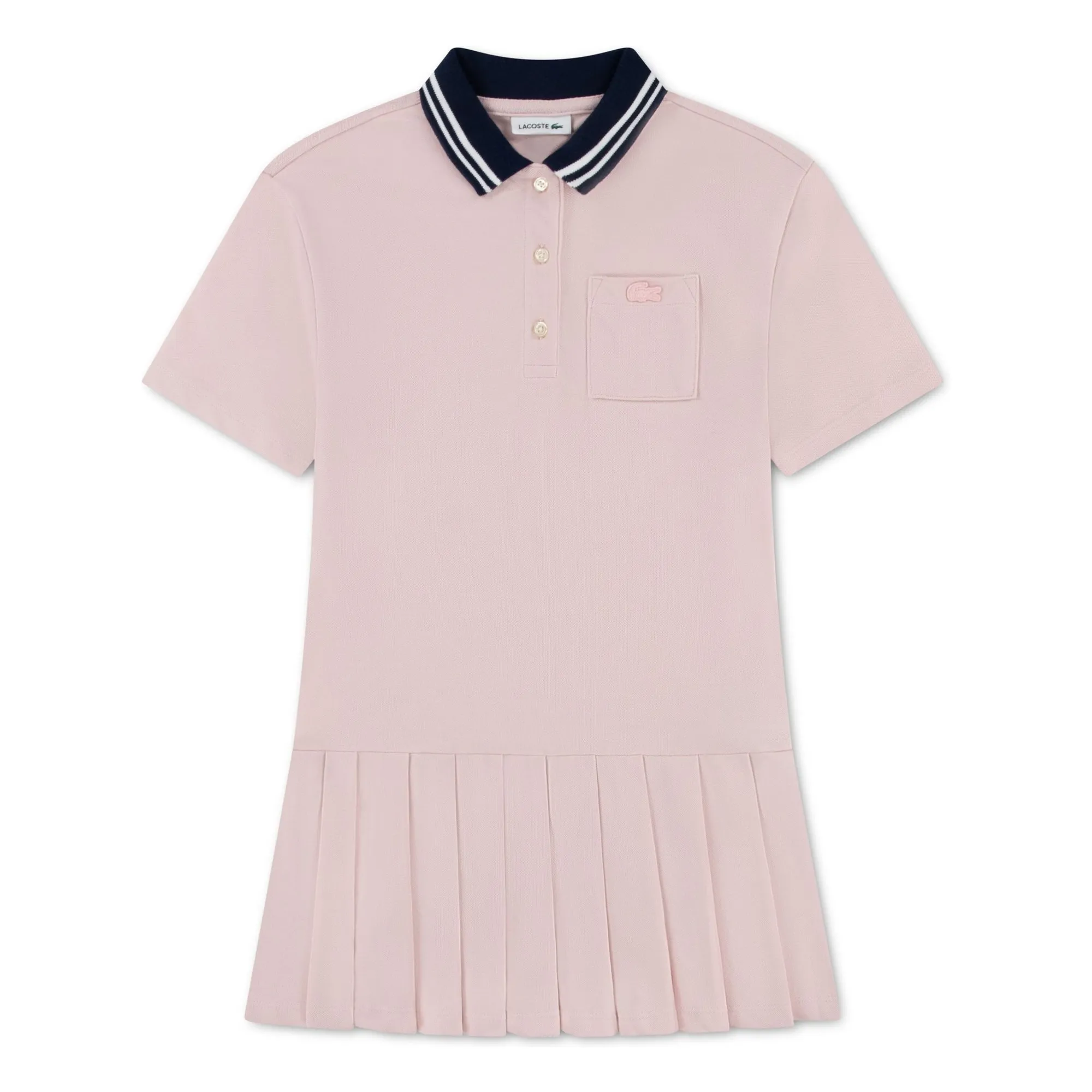 Lacoste Pale Pink Organic Cotton Pleated Polo Dress